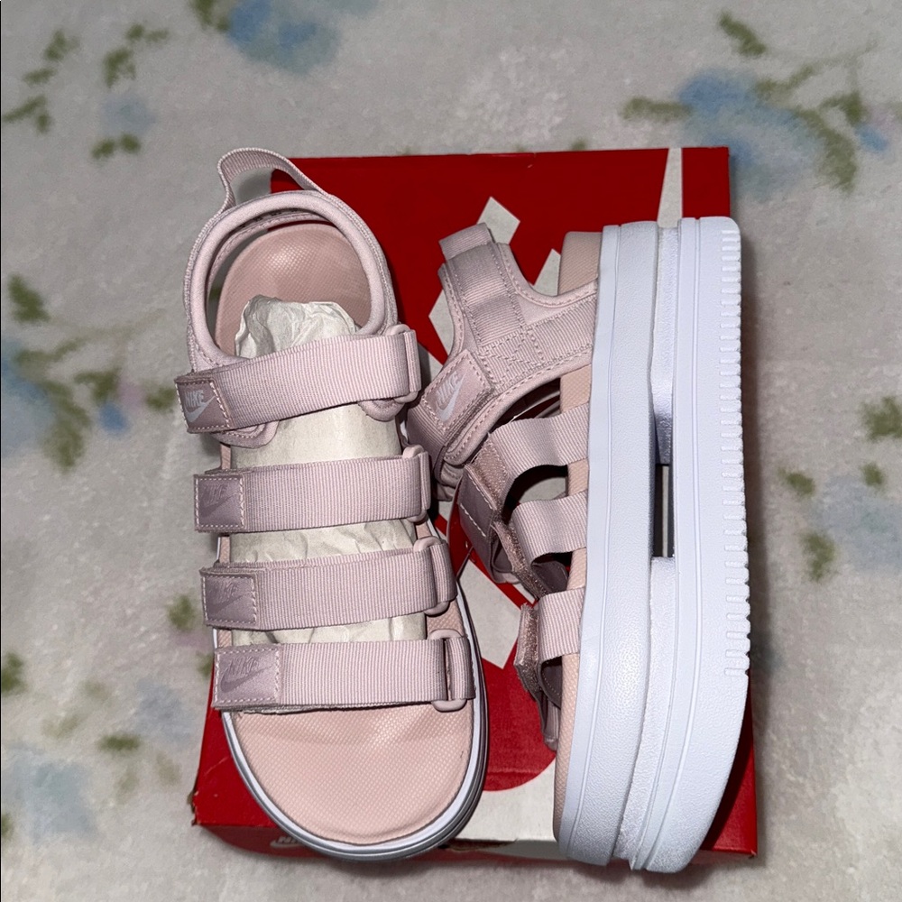 Nike Icon Classic Blush Pink Platform Sandals - Picture 3 of 6